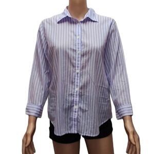 Lauren Ralph Lauren button down Purple Lilac and‎ white Women's blouse Size M